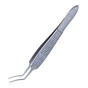 Precision Lehner Style Capsulorhexis Forceps, Flat Handle With Dull Finish, Gently Curved Shaft, 2mm Platform, And Overall Length Of 3 1/4" (80mm)  